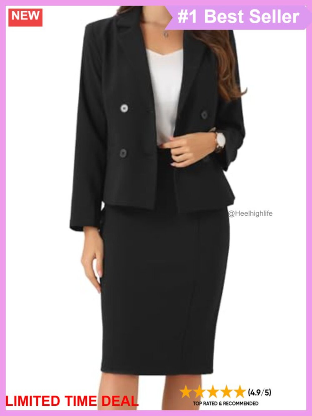 Women's 2 Piece Business Skirt Suit Set Long Sleeve Blazer Pencil Skirt Workwear